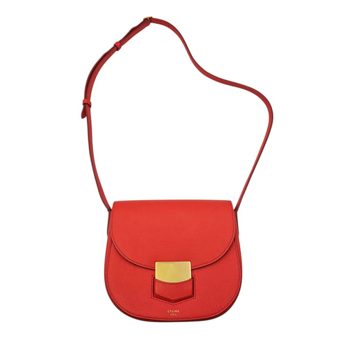 Trotteur Small Red Crossbody Bag in Calfskin Gold hardware