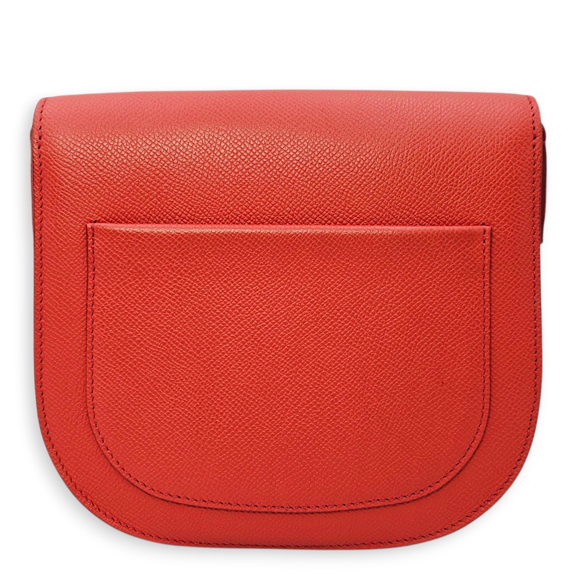 Small Trotteur Red Crossbody Bag in Calfskin Gold hardware