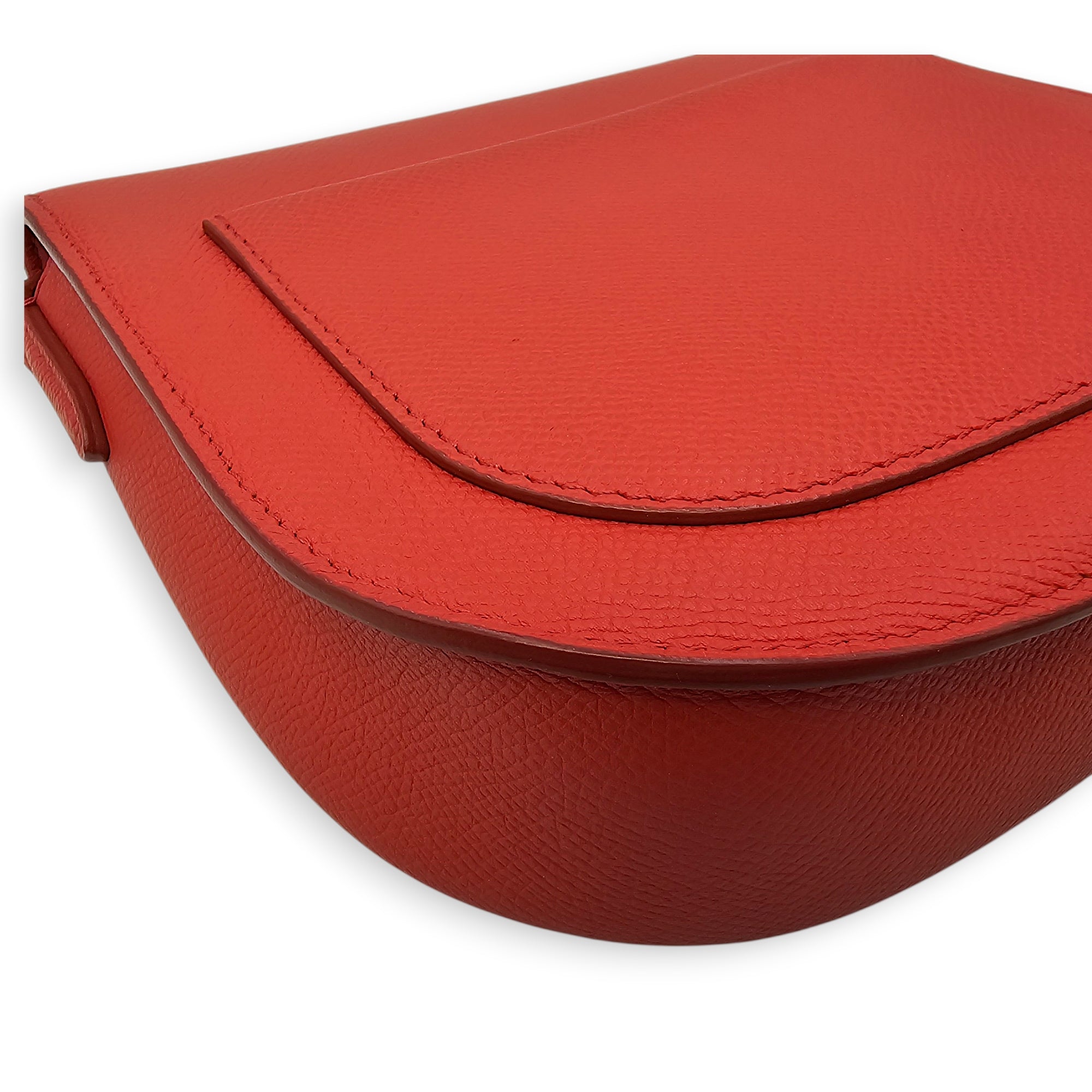 Small Trotteur Red Crossbody Bag in Calfskin Gold hardware