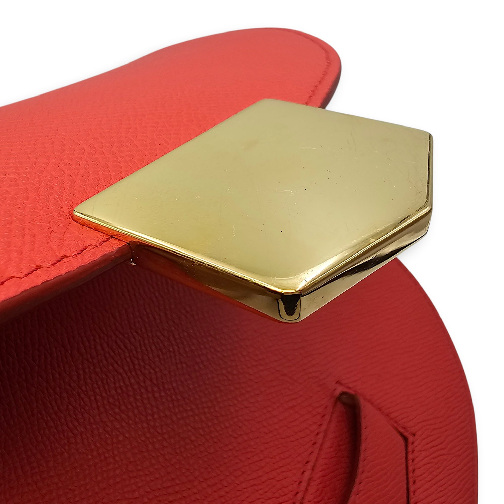 Small Trotteur Red Crossbody Bag in Calfskin Gold hardware