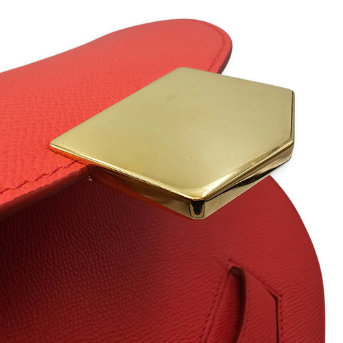 Small Trotteur Red Crossbody Bag in Calfskin Gold hardware