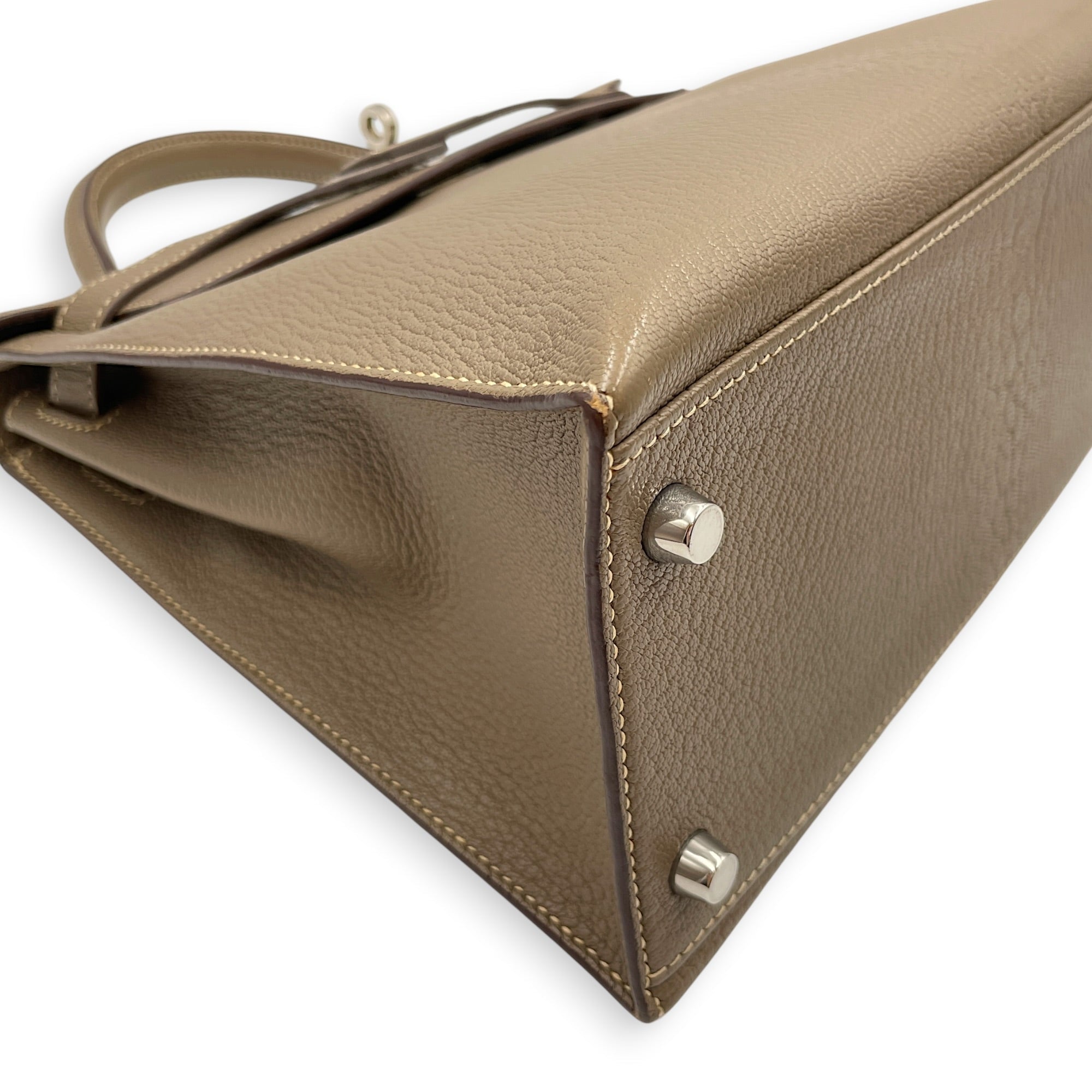Sellier Kelly 28 Etoupe in Chevre Coromandel Palladium hardware CL2604-20673 11