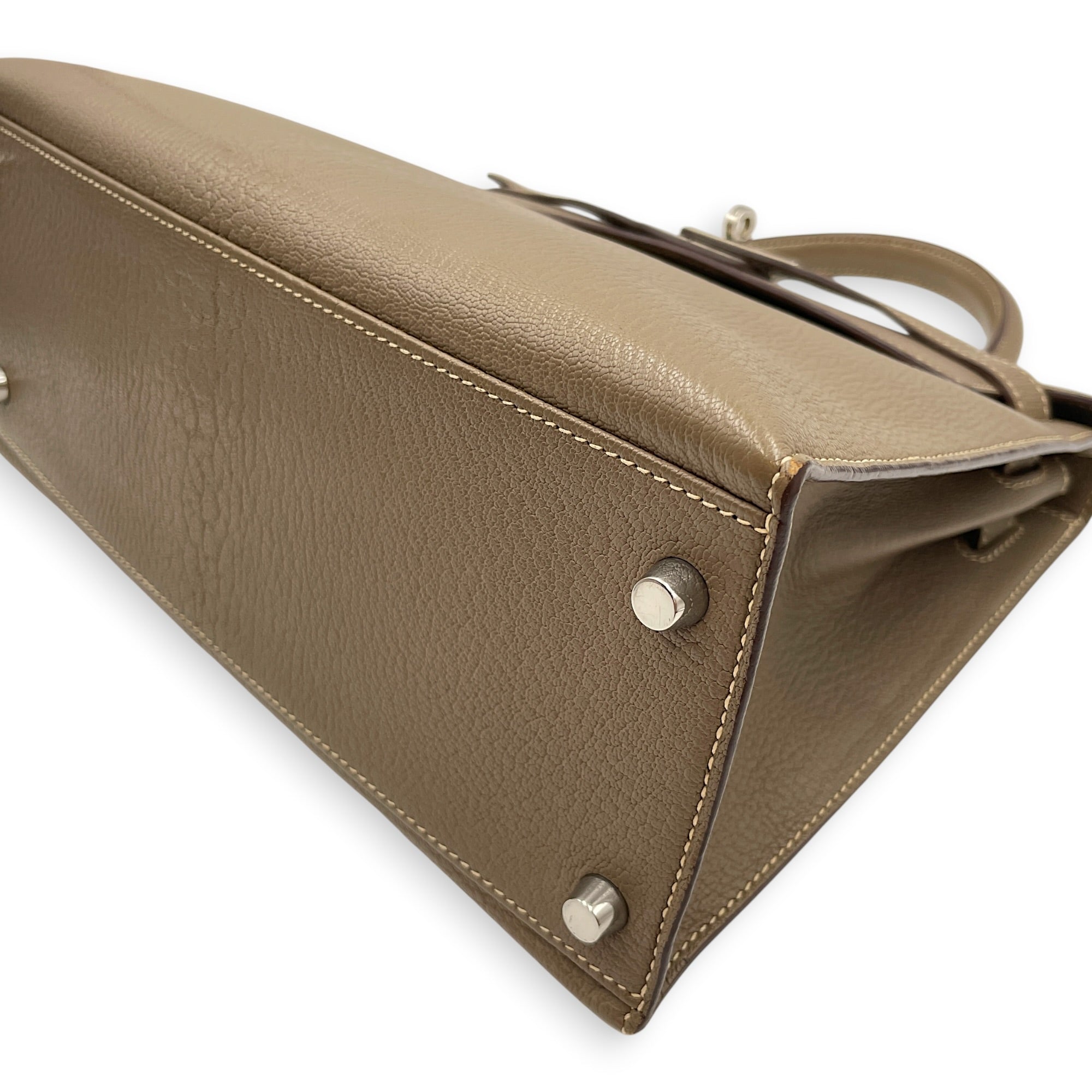 Sellier Kelly 28 Etoupe in Chevre Coromandel Palladium hardware CL2604-20673 12