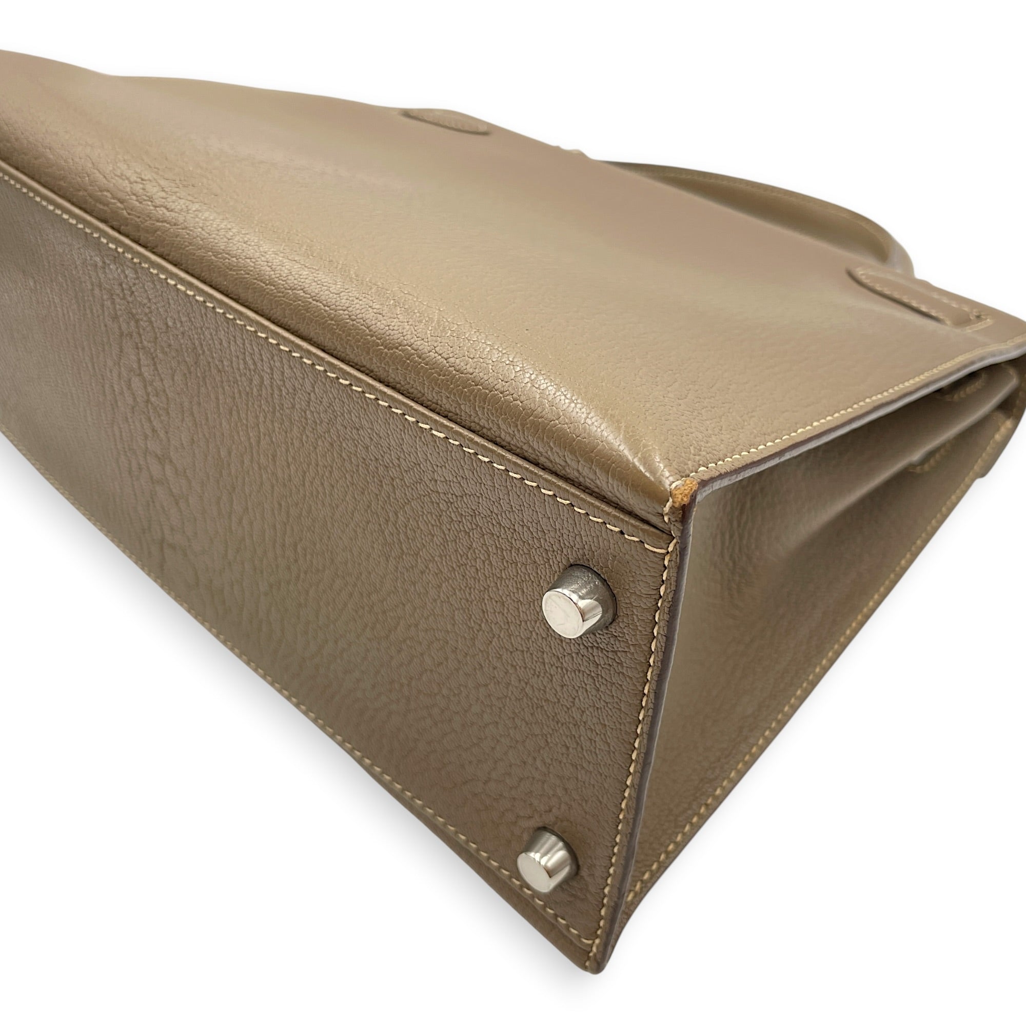 Sellier Kelly 28 Etoupe in Chevre Coromandel Palladium hardware CL2604-20673 14