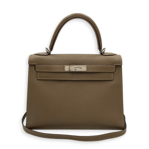 Sellier Kelly 28 Etoupe in Chevre Coromandel Palladium hardware CL2604-20673 3