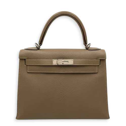 Sellier Kelly 28 Etoupe in Chevre Coromandel Palladium hardware CL2604-20673 1