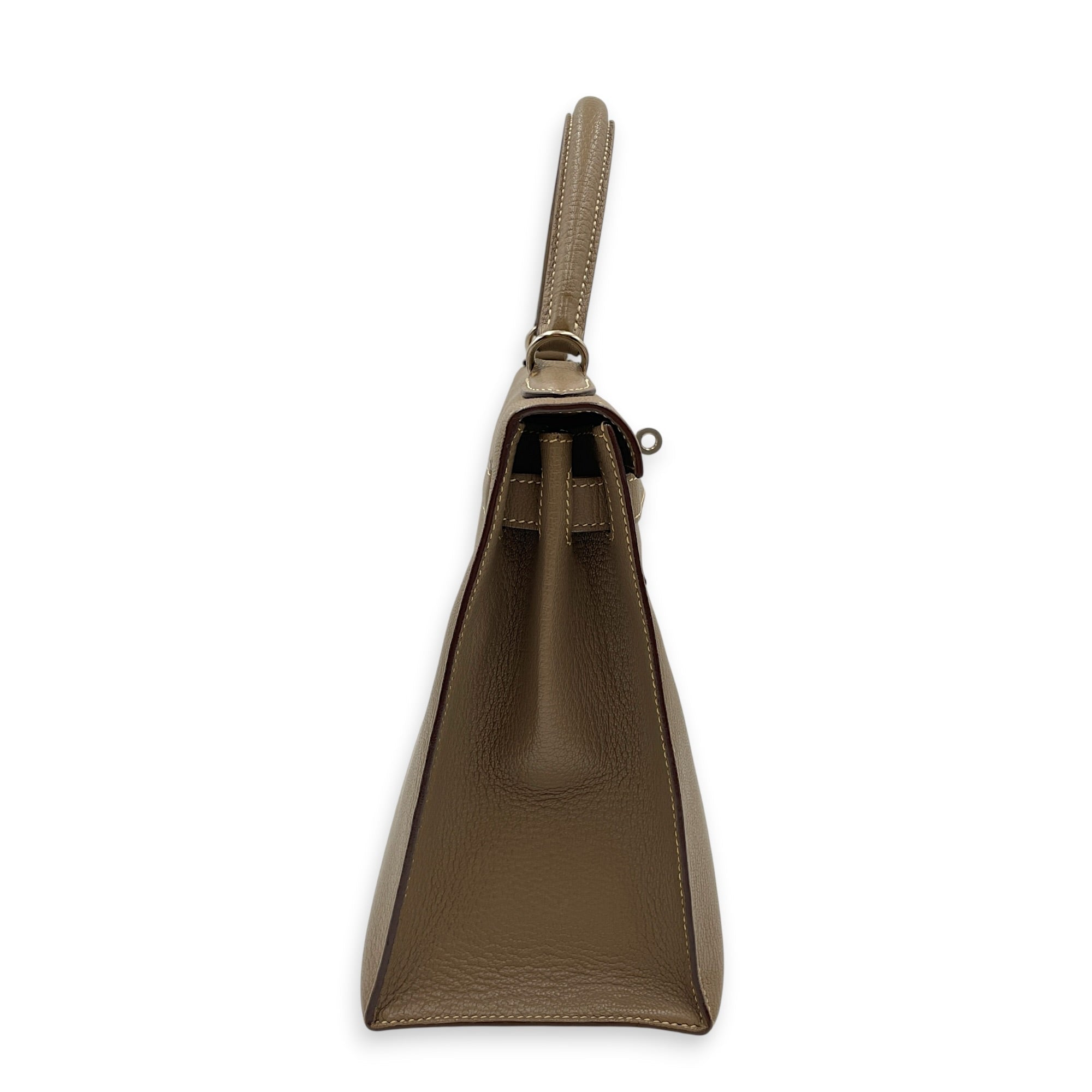 Sellier Kelly 28 Etoupe in Chevre Coromandel Palladium hardware CL2604-20673 4