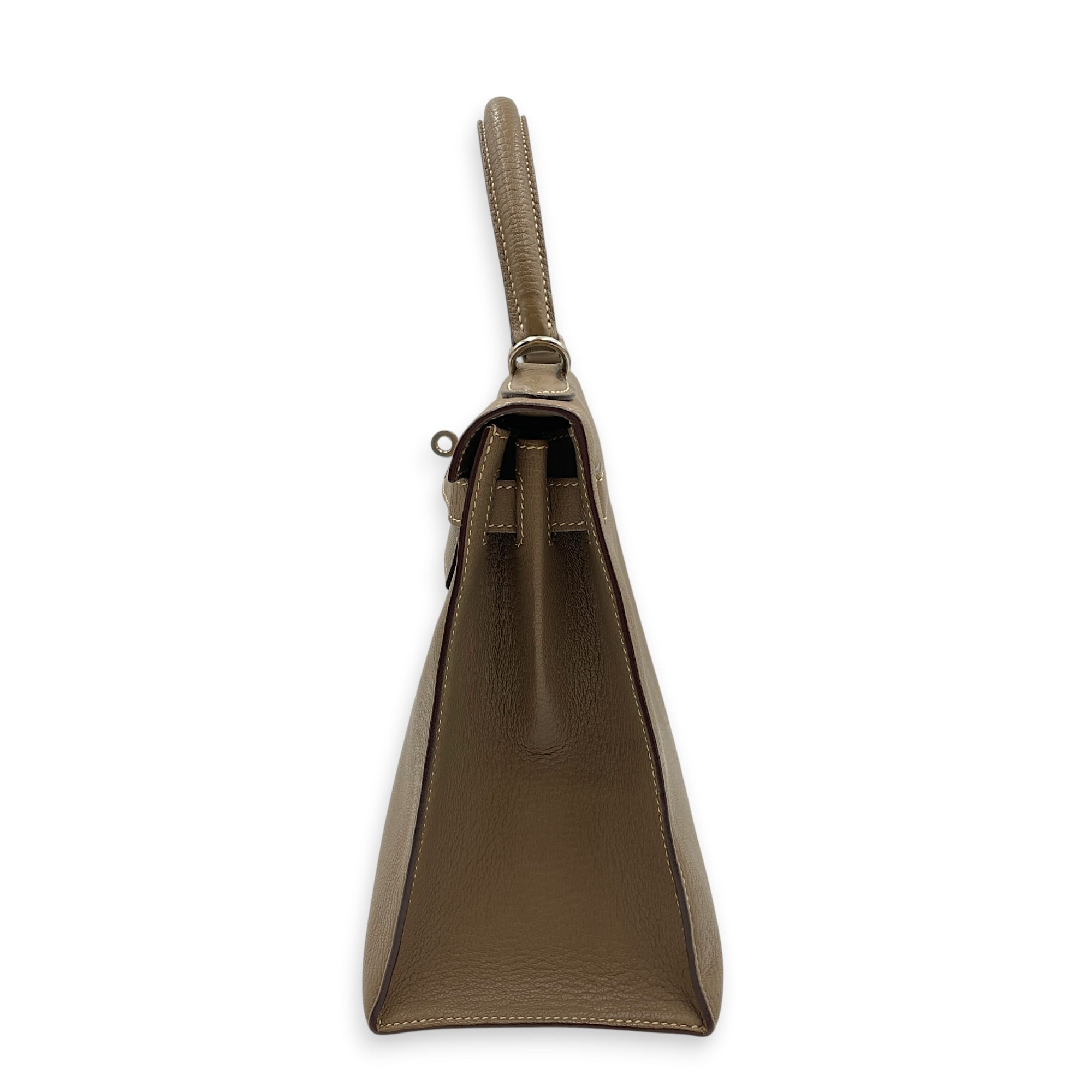 Sellier Kelly 28 Etoupe in Chevre Coromandel Palladium hardware CL2604-20673 5