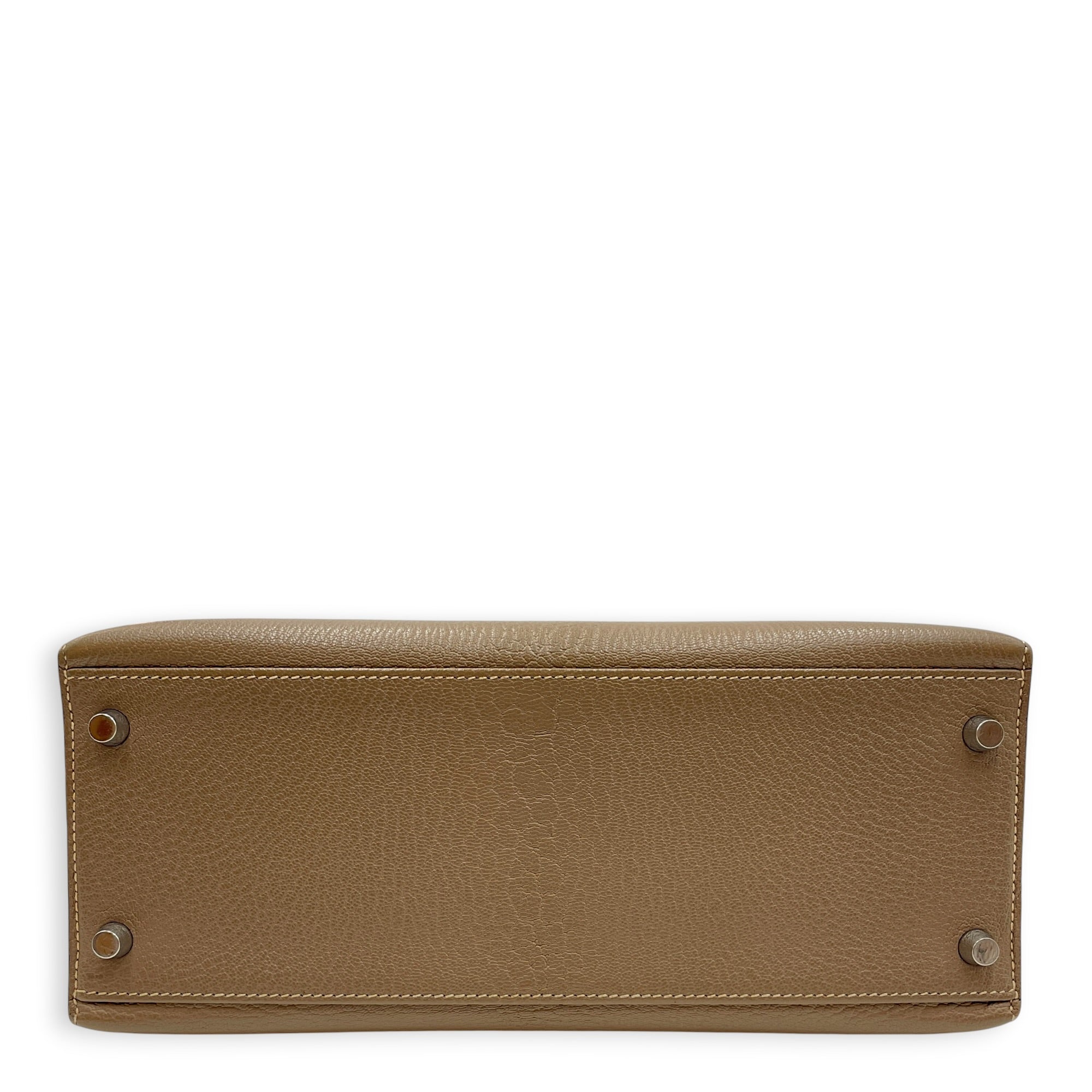 Sellier Kelly 28 Etoupe in Chevre Coromandel Palladium hardware CL2604-20673 6
