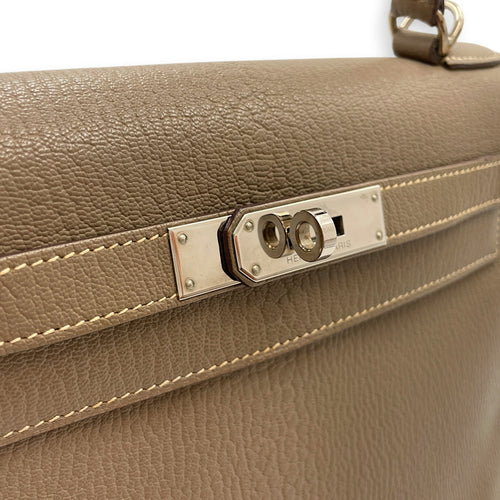 Sellier Kelly 28 Etoupe in Chevre Coromandel Palladium hardware CL2604-20673 9