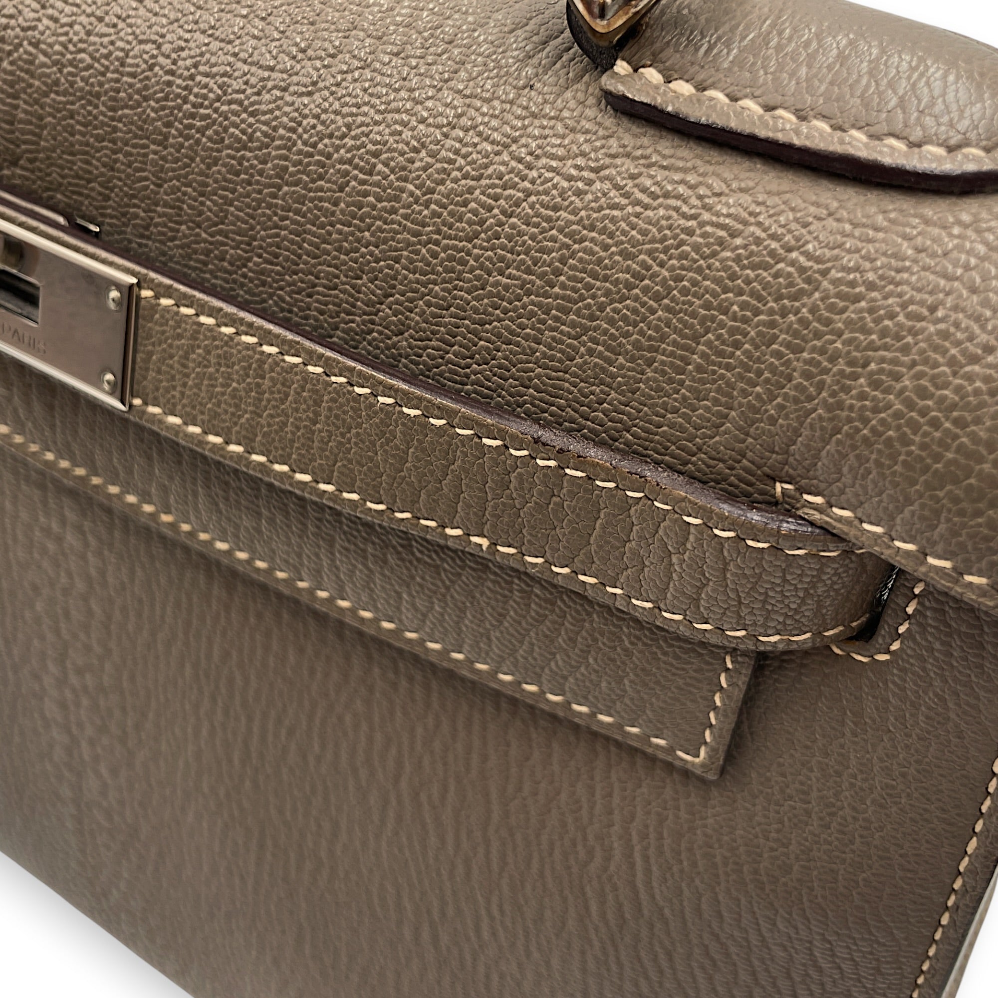 Sellier Kelly 28 Etoupe in Chevre Coromandel Palladium hardware CL2604-20673 10