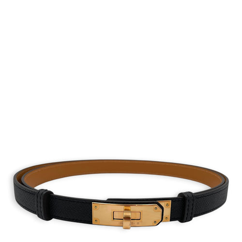 Kelly 18 Belt Black Belt in Epsom Rose Gold hardware