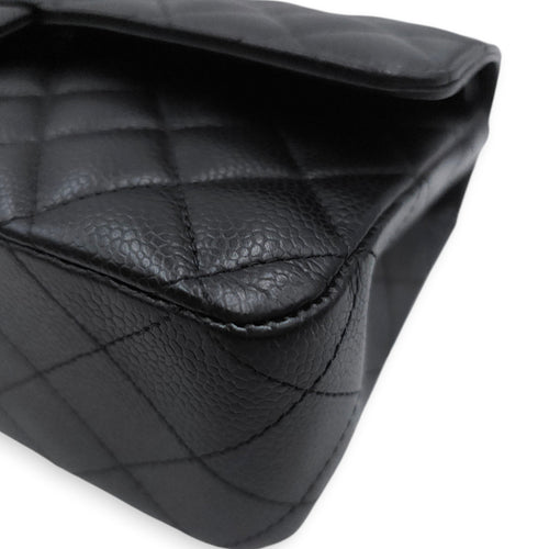 Medium Classic Flap Black Shoulder Bag in Caviar Leather Gold hardware