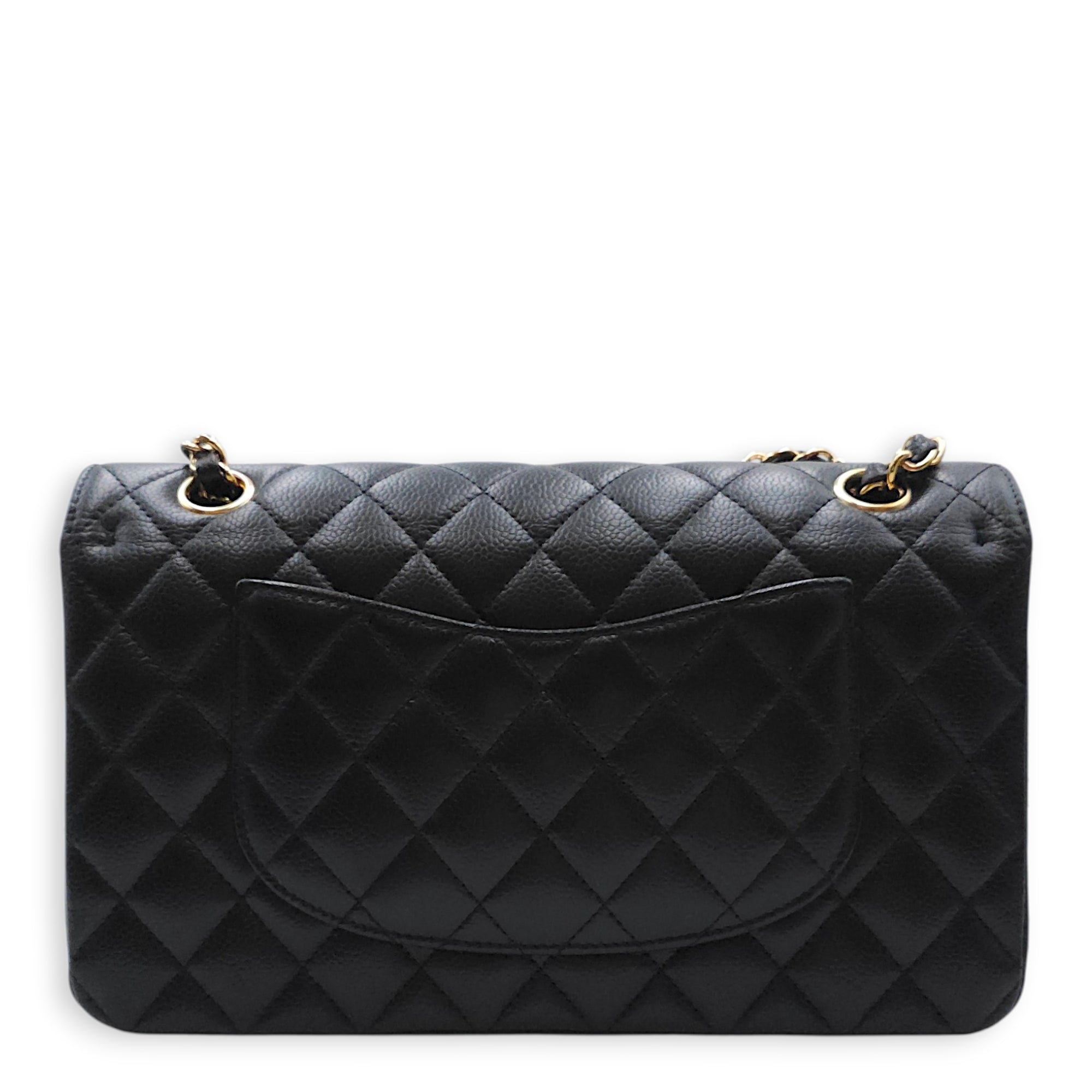 Medium Classic Flap Black Shoulder Bag in Caviar Leather Gold hardware