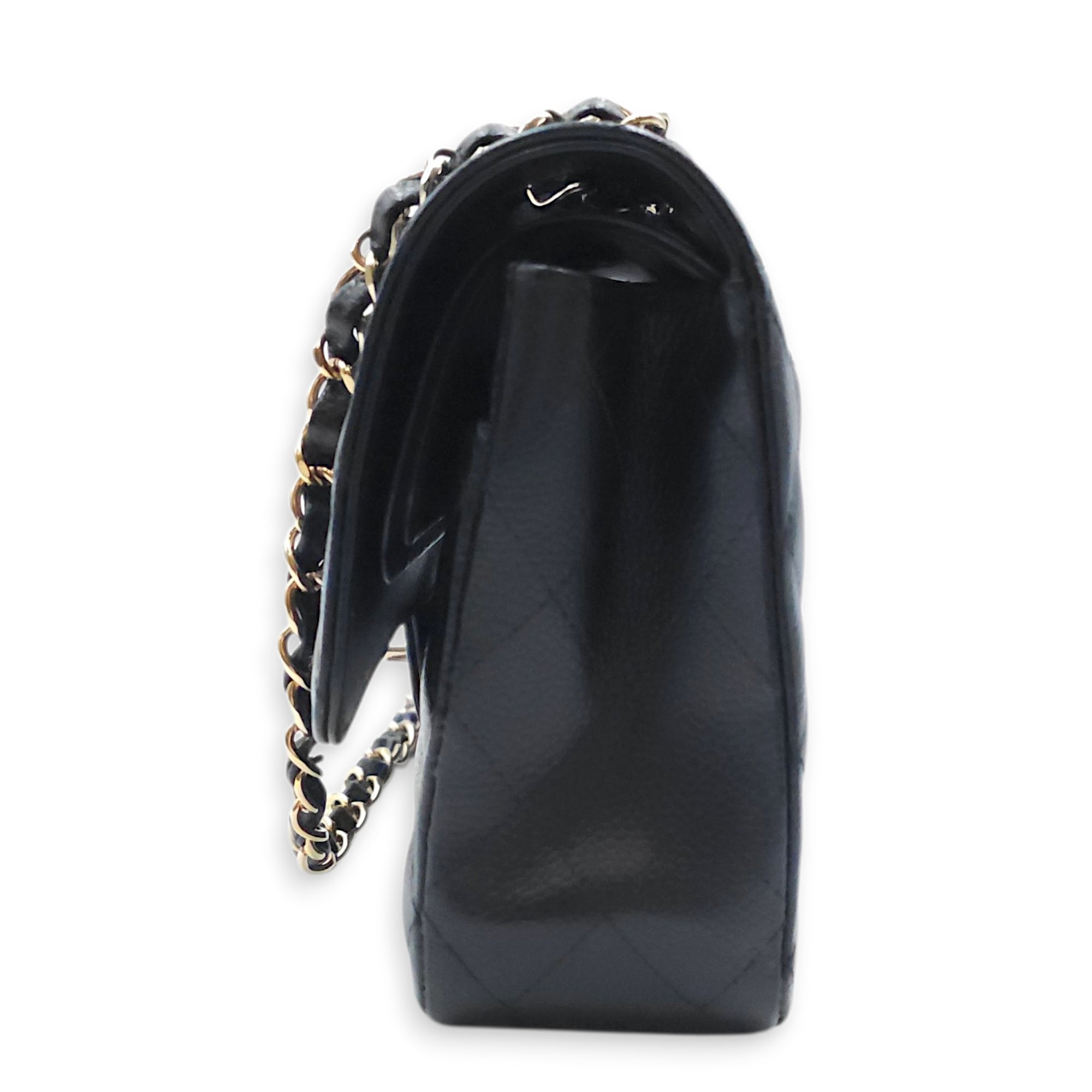 Medium Classic Flap Black Shoulder Bag in Caviar Leather Gold hardware