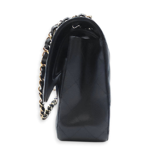 Medium Classic Flap Black Shoulder Bag in Caviar Leather Gold hardware