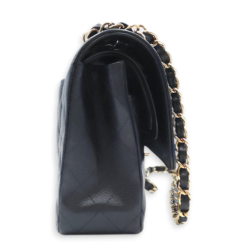Medium Classic Flap Black Shoulder Bag in Caviar Leather Gold hardware