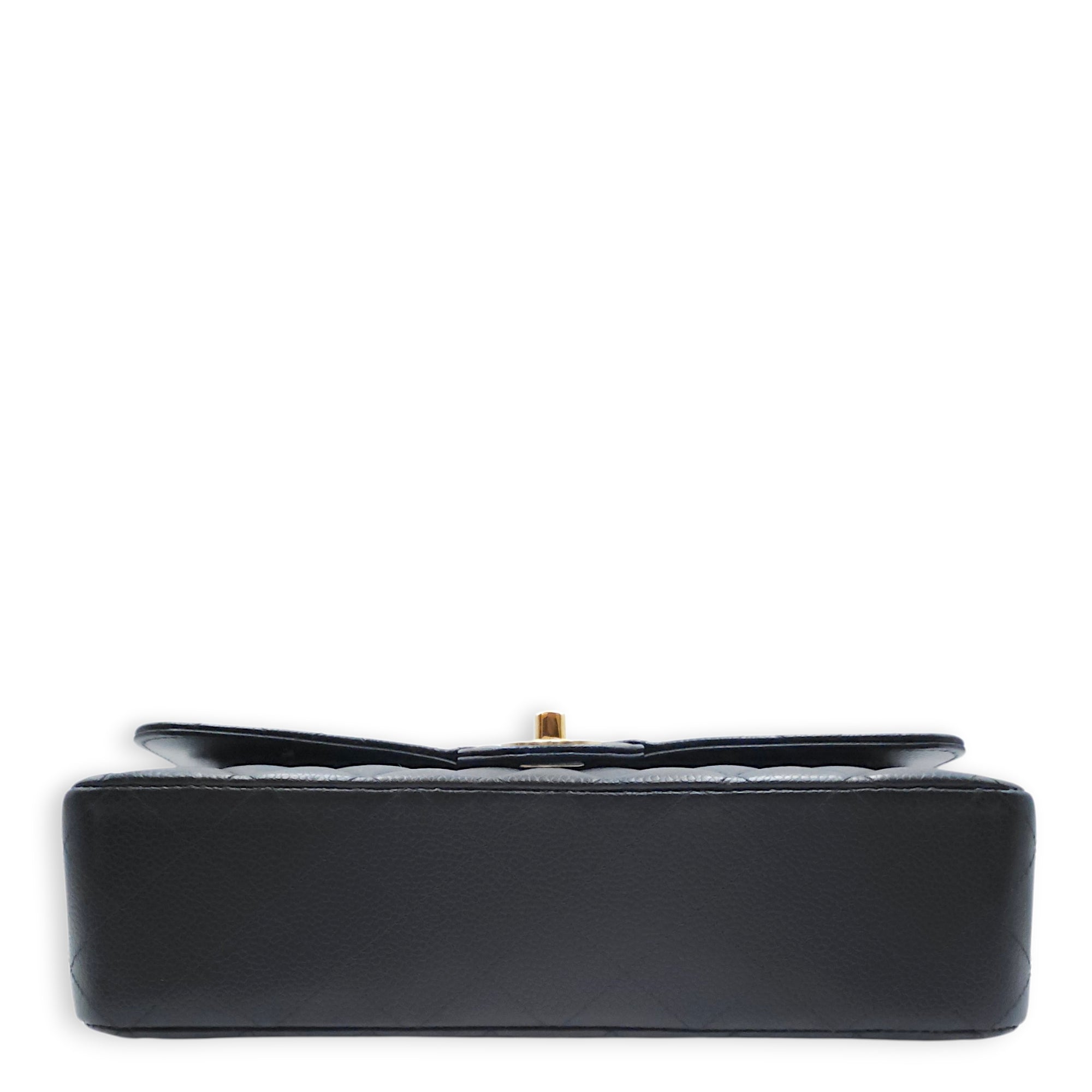 Medium Classic Flap Black Shoulder Bag in Caviar Leather Gold hardware