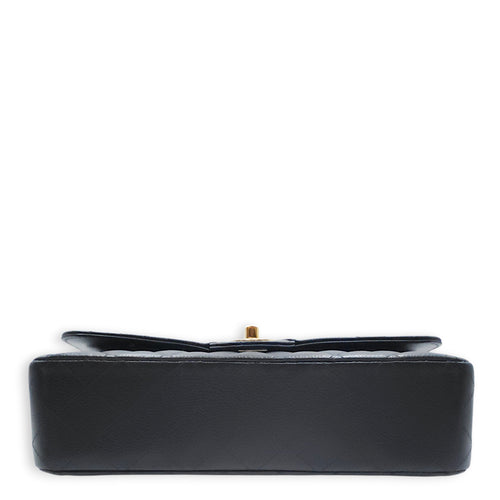 Medium Classic Flap Black Shoulder Bag in Caviar Leather Gold hardware