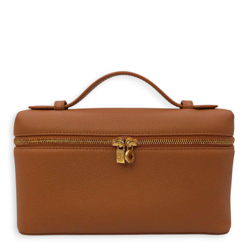 LP Extra Pocket19 Brown Crossbody Bag in Calfskin Gold hardware