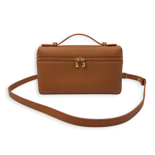 LP Extra Pocket19 Brown Crossbody Bag in Calfskin Gold hardware