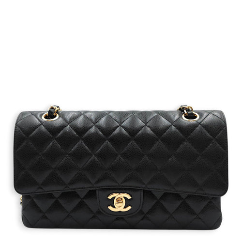 Classic Flap (Double Flap) Medium Black Shoulder Bag in Caviar Leather Gold hardware CL2604-20688 1