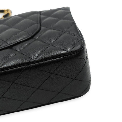 Medium Classic Flap Black Shoulder Bag in Caviar Leather Gold hardware