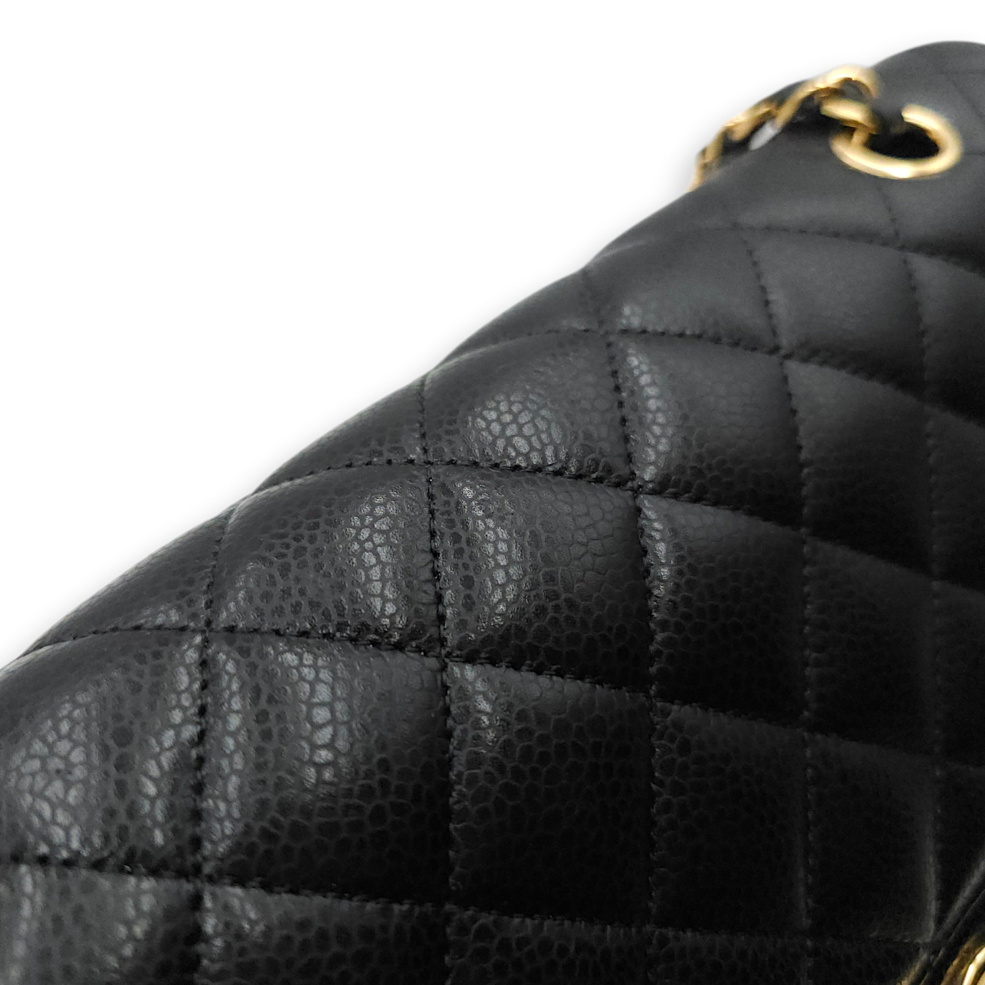 Medium Classic Flap Black Shoulder Bag in Caviar Leather Gold hardware