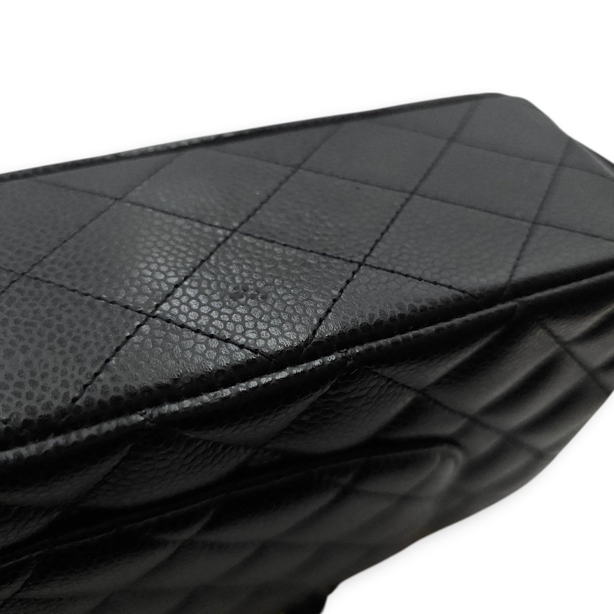 Medium Classic Flap Black Shoulder Bag in Caviar Leather Gold hardware