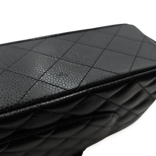 Medium Classic Flap Black Shoulder Bag in Caviar Leather Gold hardware