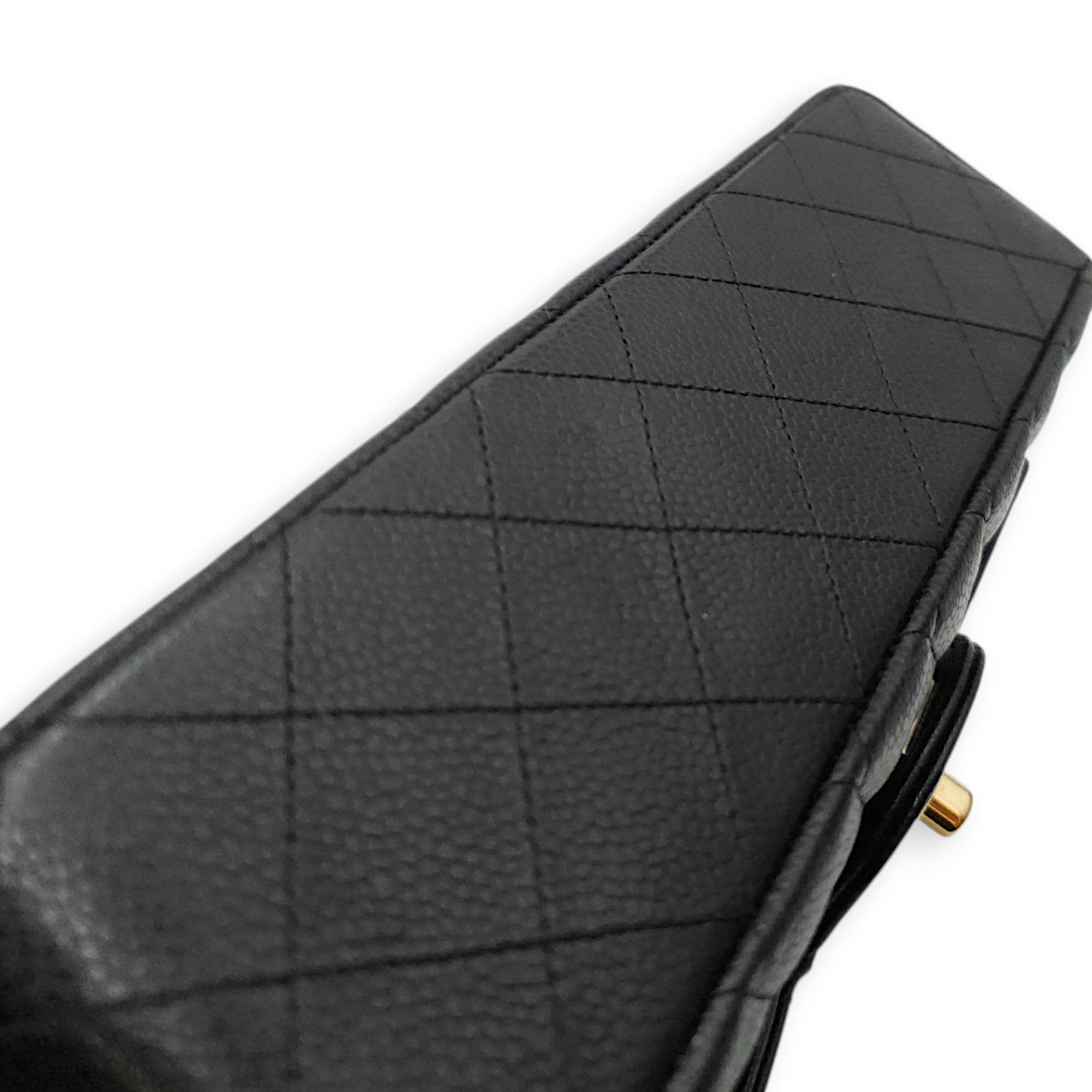 Medium Classic Flap Black Shoulder Bag in Caviar Leather Gold hardware