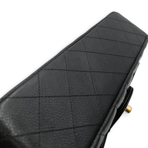 Classic Flap (Double Flap) Medium Black Shoulder Bag in Caviar Leather Gold hardware CL2604-20688 16