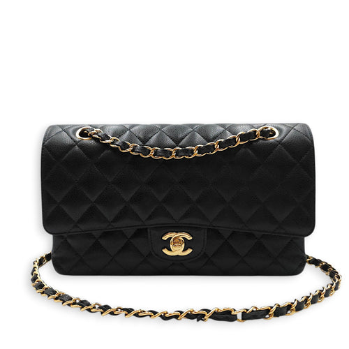 Classic Flap (Double Flap) Medium Black Shoulder Bag in Caviar Leather Gold hardware CL2604-20688 17