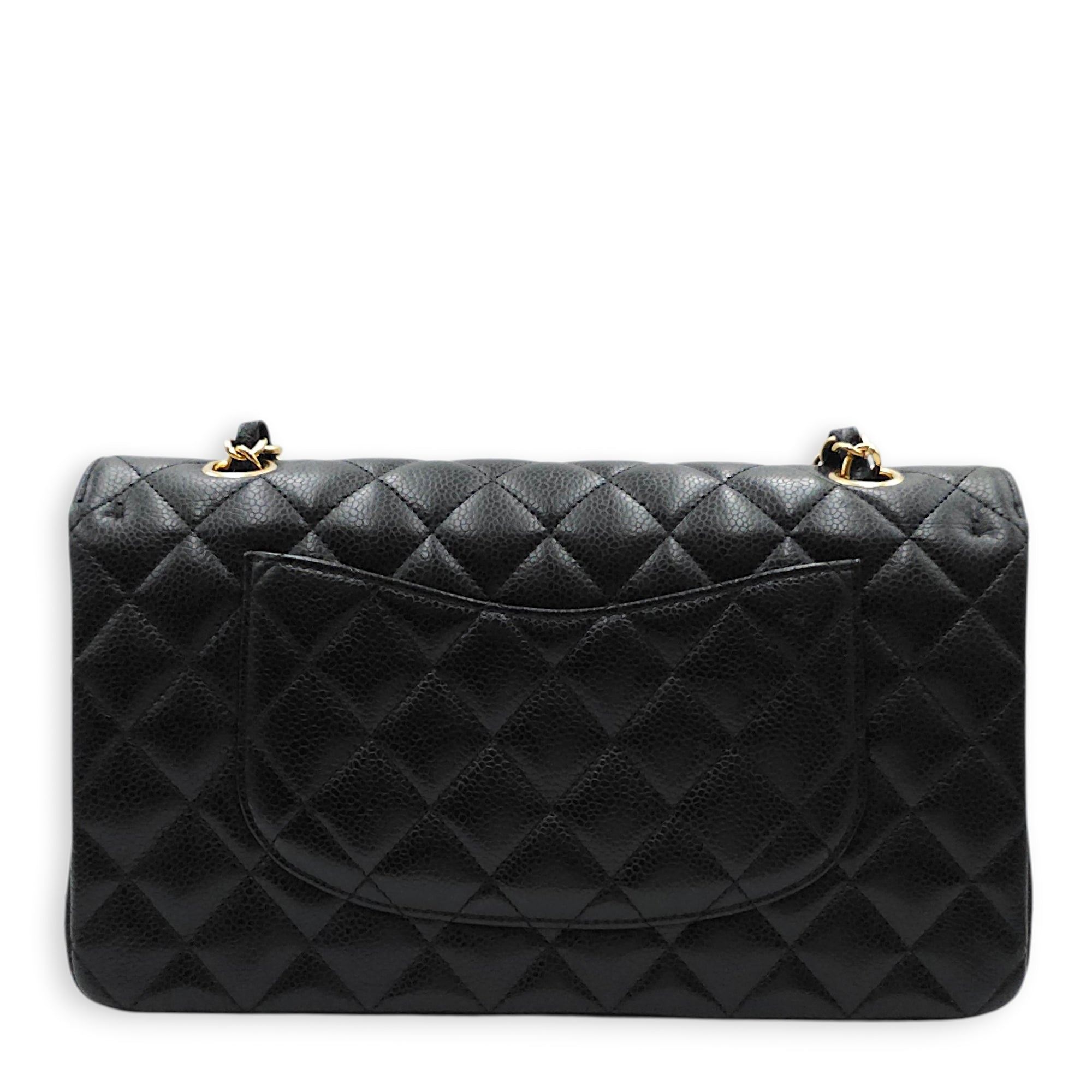 Classic Flap (Double Flap) Medium Black Shoulder Bag in Caviar Leather Gold hardware CL2604-20688 2