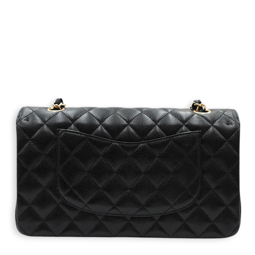 Classic Flap (Double Flap) Medium Black Shoulder Bag in Caviar Leather Gold hardware CL2604-20688 2