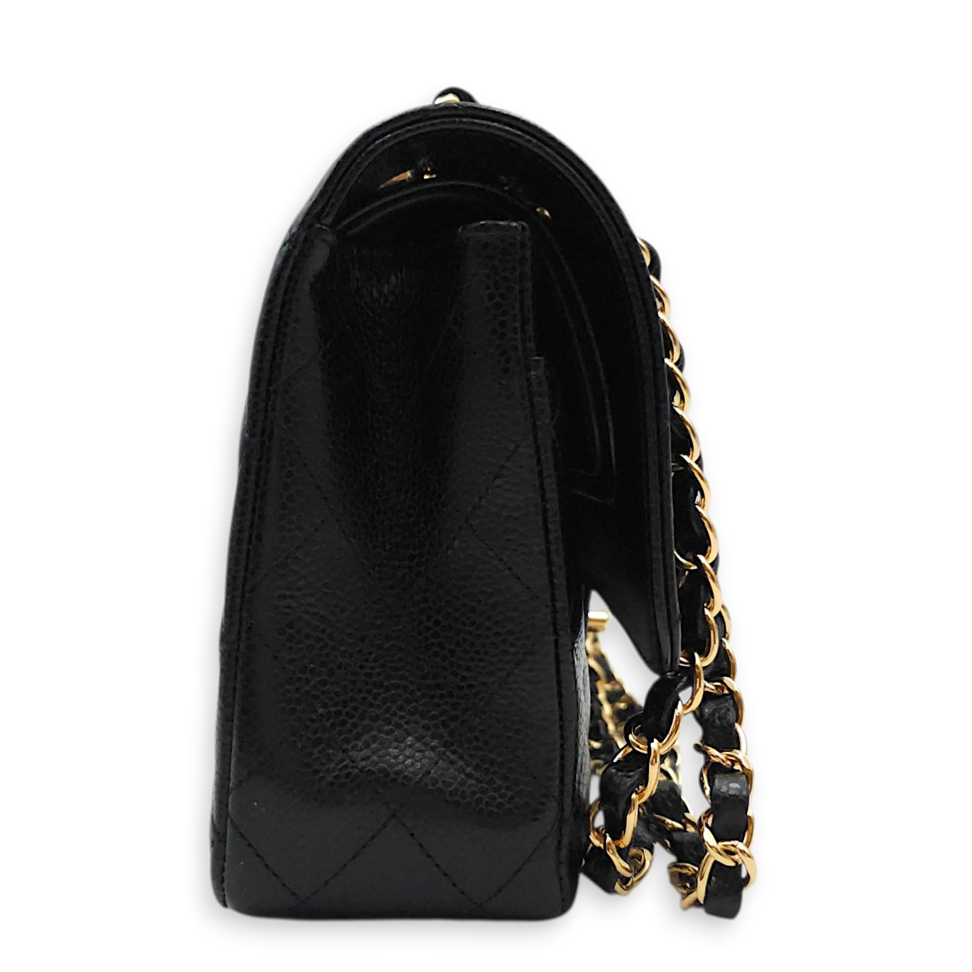 Classic Flap (Double Flap) Medium Black Shoulder Bag in Caviar Leather Gold hardware CL2604-20688 4