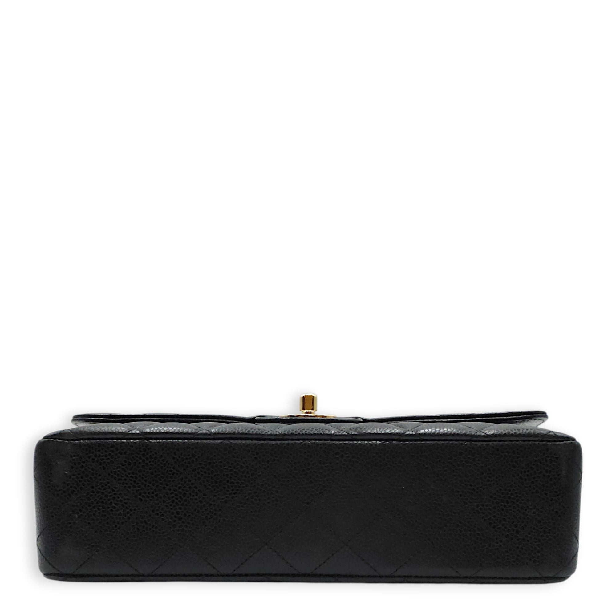 Classic Flap (Double Flap) Medium Black Shoulder Bag in Caviar Leather Gold hardware CL2604-20688 5