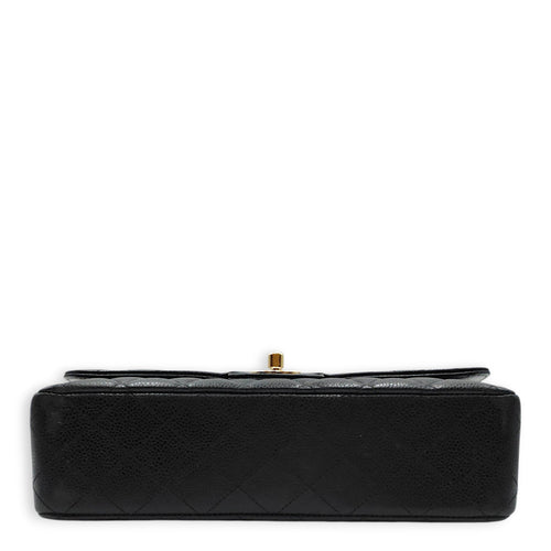 Classic Flap (Double Flap) Medium Black Shoulder Bag in Caviar Leather Gold hardware CL2604-20688 5