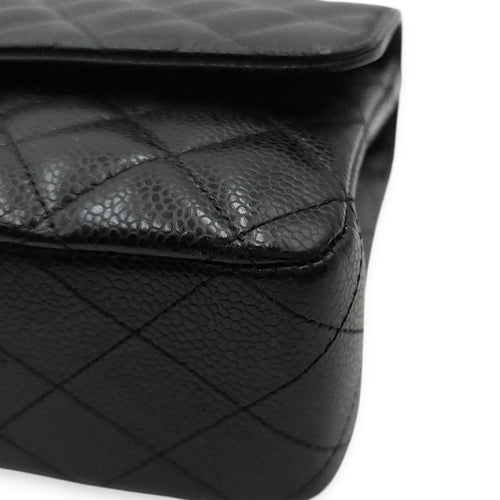 Classic Flap (Double Flap) Medium Black Shoulder Bag in Caviar Leather Gold hardware CL2604-20688 8