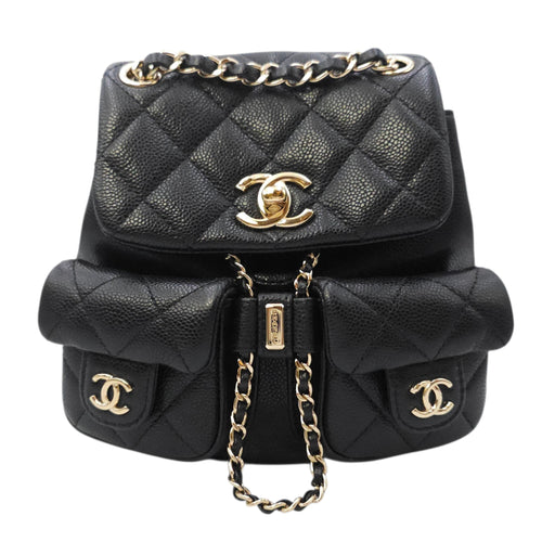 Duma Mini Black Backpack in Caviar Leather Gold hardware