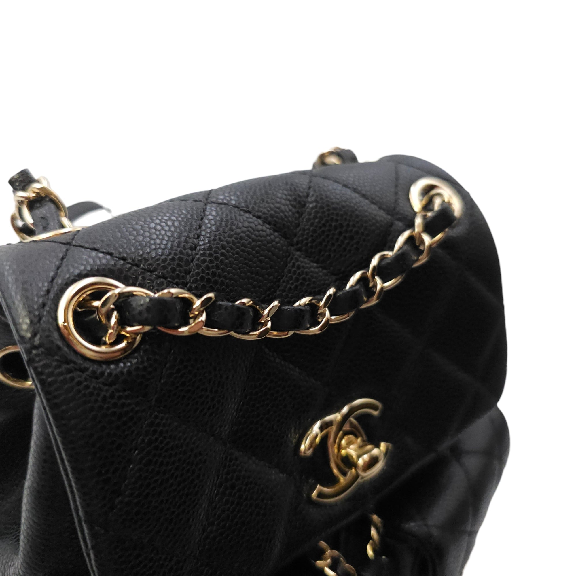 Duma Mini Black Backpack in Caviar Leather Gold hardware