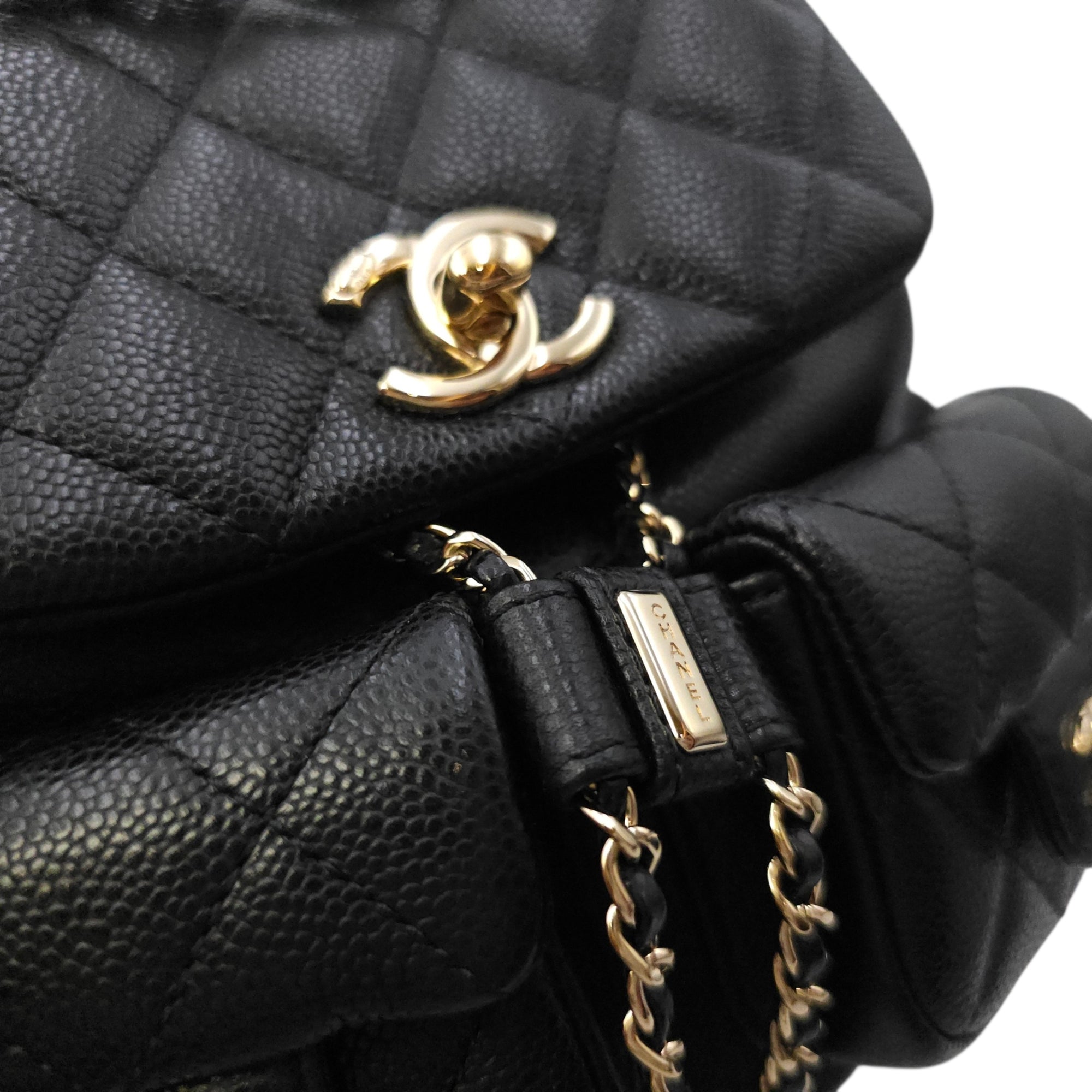 Duma Mini Black Backpack in Caviar Leather Gold hardware