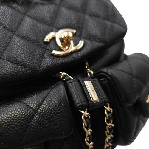 Duma Mini Black Backpack in Caviar Leather Gold hardware