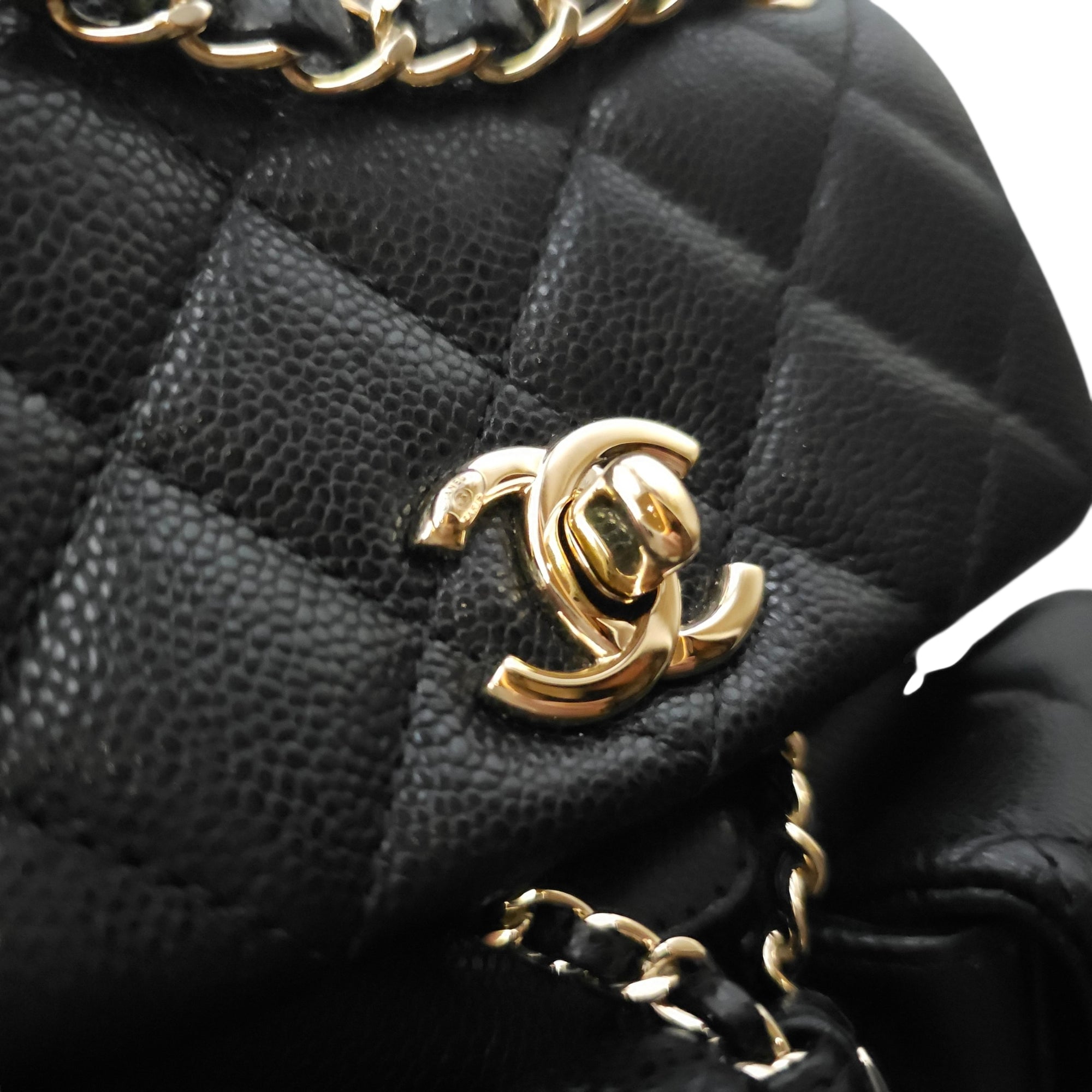 Duma Mini Black Backpack in Caviar Leather Gold hardware