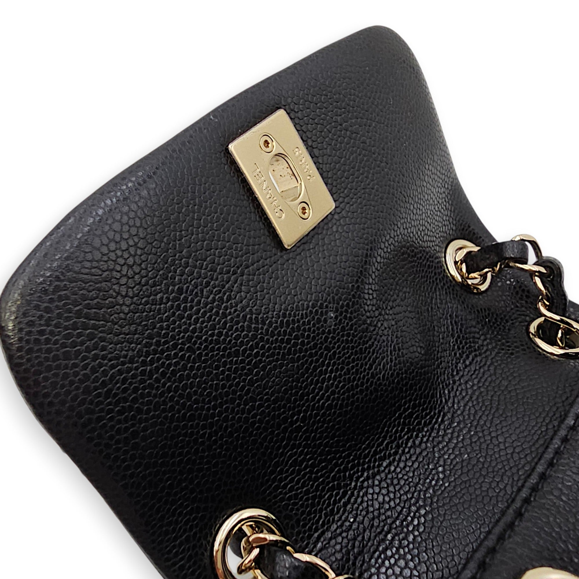 Duma Mini Black Backpack in Caviar Leather Gold hardware