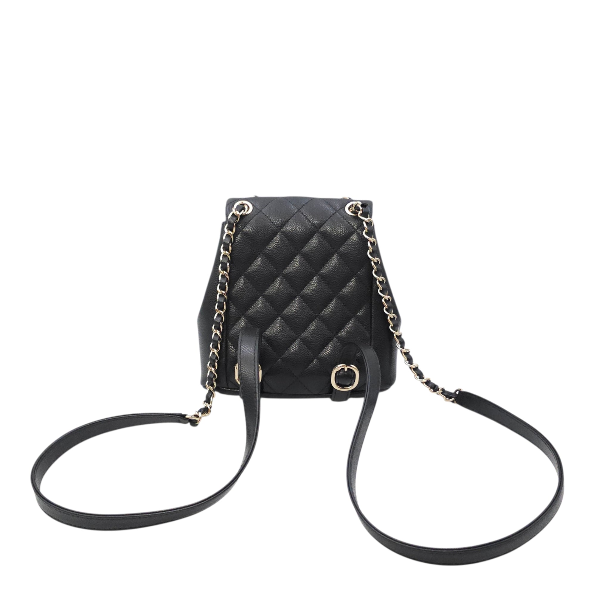 Duma Mini Black Backpack in Caviar Leather Gold hardware