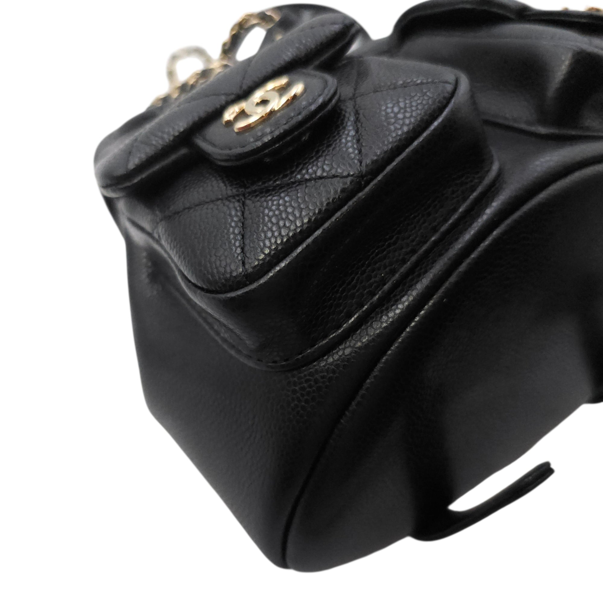 Duma Mini Black Backpack in Caviar Leather Gold hardware
