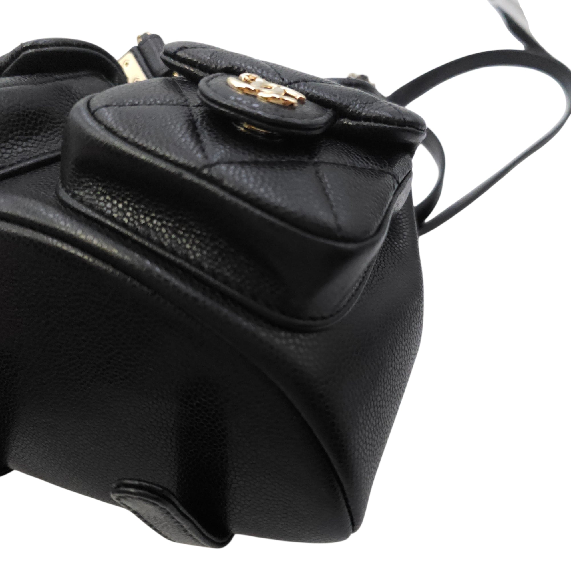 Duma Mini Black Backpack in Caviar Leather Gold hardware
