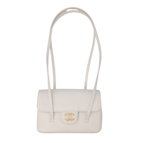 Preppy Mini White Shoulder Bag in Calfskin Gold hardware CL2604-20697 1