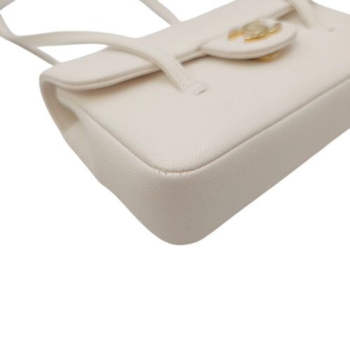 Preppy Mini White Shoulder Bag in Calfskin Gold hardware